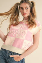 Load image into Gallery viewer, Bow Checkered Round Neck Sweater Vest
