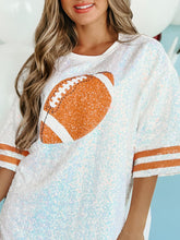 Load image into Gallery viewer, Sequin Football Round Neck Half Sleeve Oversize Top