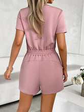 Load image into Gallery viewer, Tied Round Neck Short Sleeve Romper