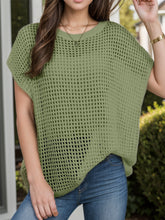 Load image into Gallery viewer, Openwork Round Neck Short Sleeve Cover-Up