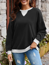 Load image into Gallery viewer, Contrast Round Neck Long Sleeve Sweatshirt
