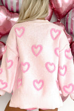 Load image into Gallery viewer, High-Low Heart Round Neck Long Sleeve Sweater