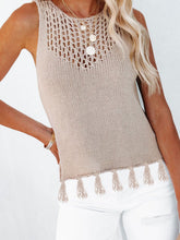 Load image into Gallery viewer, Cutout Tassel Round Neck Tank