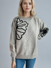 Load image into Gallery viewer, Flower Round Neck Long Sleeve Sweater