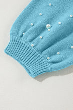 Load image into Gallery viewer, Pearl Detail Contrast Round Neck Sweater