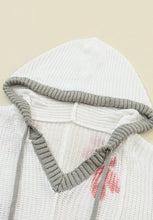 Load image into Gallery viewer, Drawstring Flower Hooded Knit Top