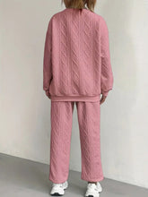 Load image into Gallery viewer, Texture Round Neck Top and Pants Set