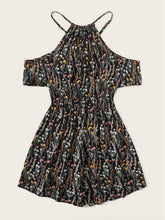 Load image into Gallery viewer, Tied Printed Short Sleeve Romper