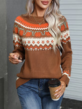Load image into Gallery viewer, Angel Wings Geometric Round Neck Long Sleeve Sweater
