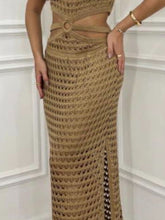 Load image into Gallery viewer, Cutout Slit Round Neck Sweater Dress