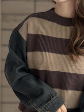 Load image into Gallery viewer, Contrast Round Neck Long Sleeve Sweater