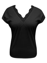 Load image into Gallery viewer, Full Size Lace Detail V-Neck Short Sleeve Blouse