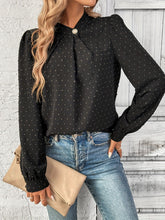 Load image into Gallery viewer, Swiss Dot Mock Neck Long Sleeve Blouse