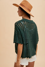 Load image into Gallery viewer, Annie Wear Openwork Johnny Collar Knit Cover Up