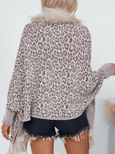 Load image into Gallery viewer, Fringe Leopard Open Front Long Sleeve Poncho