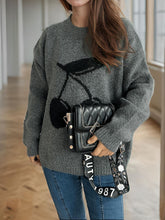 Load image into Gallery viewer, Cherry Round Neck Long Sleeve Sweater