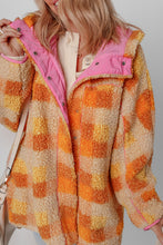 Load image into Gallery viewer, Checkered Long Sleeve Sherpa Hooded Jacket