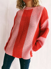 Load image into Gallery viewer, Color Block Round Neck Long Sleeve Sweater