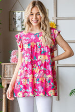 Load image into Gallery viewer, Heimish Full Size Floral Ruffle Sleeve Tiered Blouse