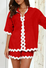 Load image into Gallery viewer, Contrast Trim Half Sleeve Top and Shorts Set