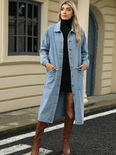 Load image into Gallery viewer, Pocketed Button Down Collared Neck Denim Jacket