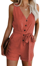 Load image into Gallery viewer, Full Size Tied V-Neck Sleeveless Romper with Pockets