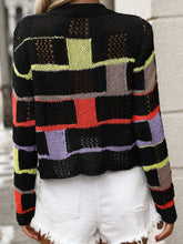 Load image into Gallery viewer, Openwork Color Block Round Neck Sweater