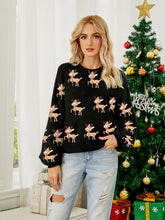 Load image into Gallery viewer, Reindeer Round Neck Long Sleeve Sweater