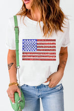 Load image into Gallery viewer, US Flag Round Neck Short Sleeve T-Shirt