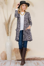 Load image into Gallery viewer, Celeste Full Size Leopard Open Front Contrast Cardigan