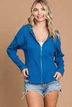 Load image into Gallery viewer, Culture Code Full Size Ribbed Zip Up Drawstring Hooded Jacket