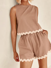 Load image into Gallery viewer, Contrast Rickrack Trim Sleeveless Top and Shorts Set