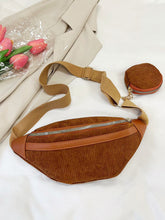 Load image into Gallery viewer, Corduroy Adjustable Strap Crossbody Bag with Pouch