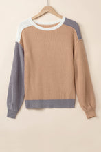 Load image into Gallery viewer, Color Block Round Neck Drop Shoulder Sweater