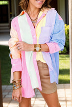 Load image into Gallery viewer, Striped Collared Neck Long Sleeve Shirt