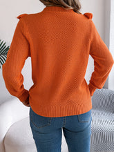 Load image into Gallery viewer, Ruffled Round Neck Long Sleeve Sweater