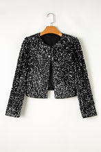 Load image into Gallery viewer, Sequin Open Front Long Sleeve Jacket
