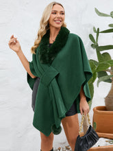 Load image into Gallery viewer, Fuzzy Trim Open Front Poncho