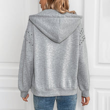 Load image into Gallery viewer, Perfee Rhinestone Zip Up Long Sleeve Hoodie