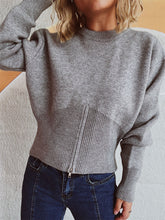 Load image into Gallery viewer, Round Neck Half Zip Long Sleeve Sweater