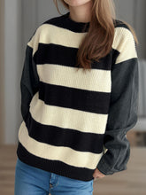 Load image into Gallery viewer, Contrast Round Neck Long Sleeve Sweater