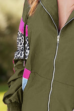 Load image into Gallery viewer, Leopard Zip Up Long Sleeve Hooded Jacket