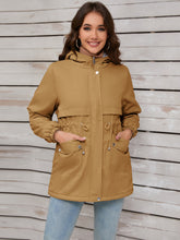 Load image into Gallery viewer, Drawstring Long Sleeve Hooded Jacket