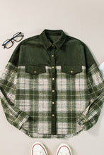Load image into Gallery viewer, Snap Down Collared Neck Plaid Shacket
