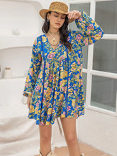 Load image into Gallery viewer, Printed V-Neck Balloon Sleeve Mini Dress