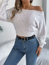 Load image into Gallery viewer, Cable Knit Off-Shoulder Long Sleeve Sweater