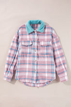 Load image into Gallery viewer, Plaid Collared Neck Flap Pockets Shacket