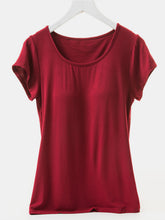 Load image into Gallery viewer, Round Neck Short Sleeve T-Shirt with Bra