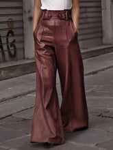 Load image into Gallery viewer, Half Elastic Waist Wide Leg Pants