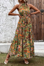 Load image into Gallery viewer, Tied Slit Floral Sleeveless Dress